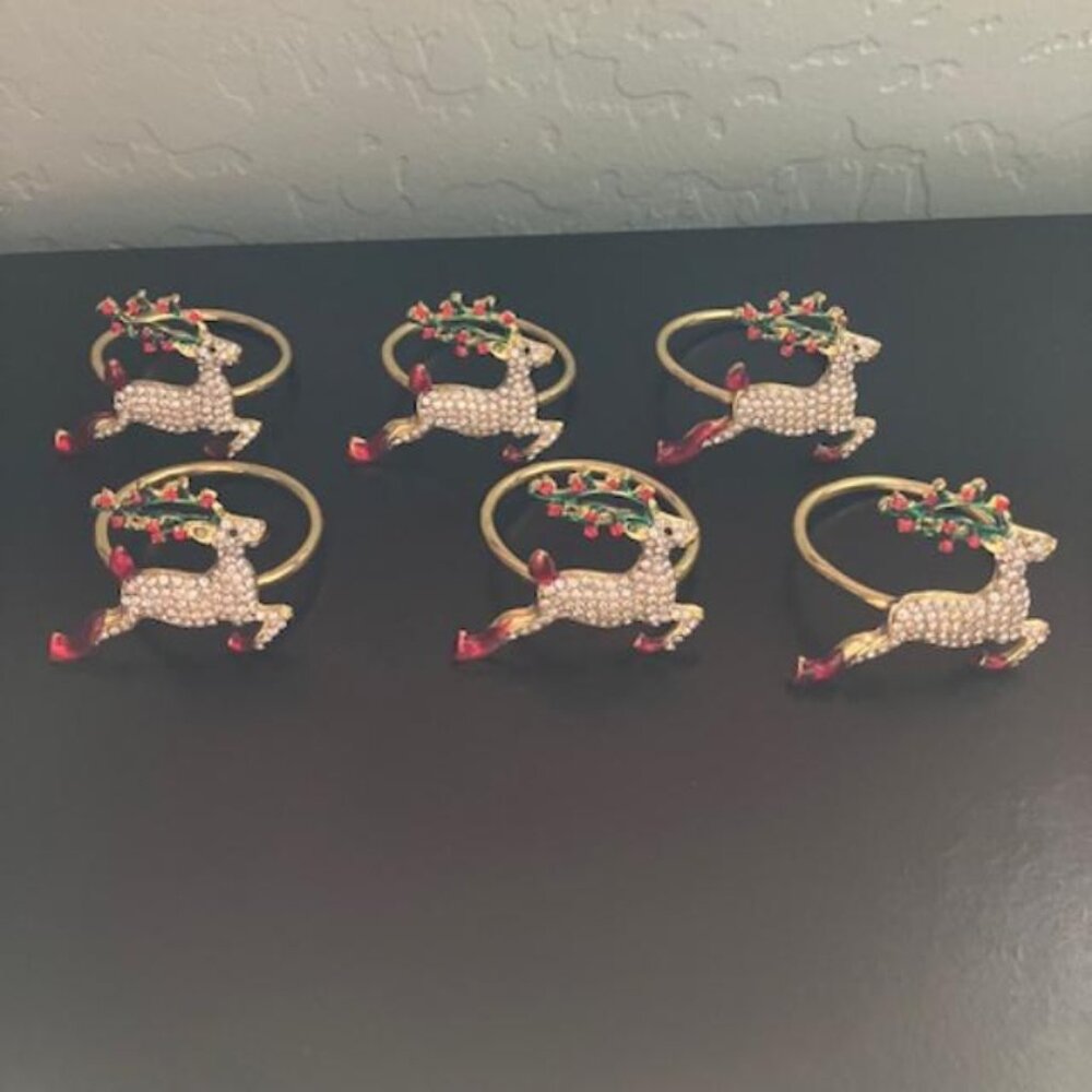Six reindeer napkin rings